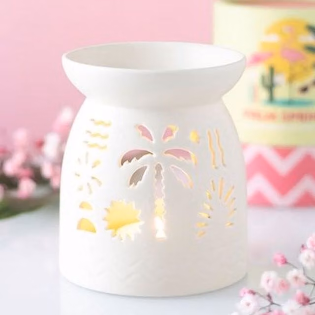 Gloriously Good White Beach Ceramic Tabletop Aromatherapy Tealight Burner