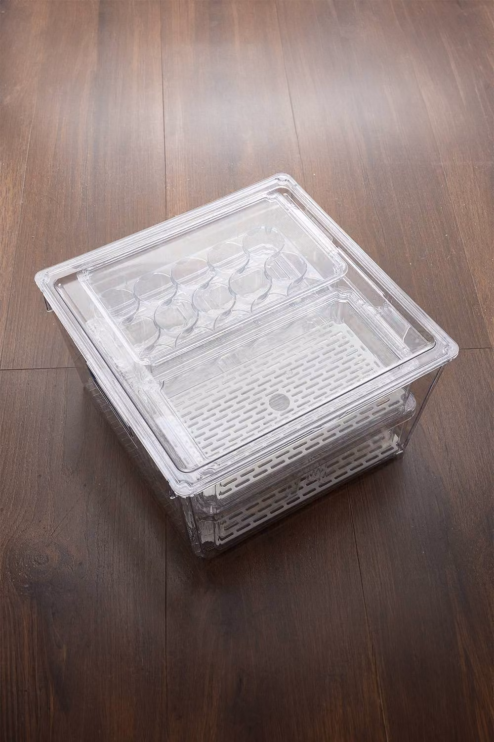 Living and Home Set of 12 Stackable Transparent Fridge Organiser Storage Boxes and Egg Baskets – 4
