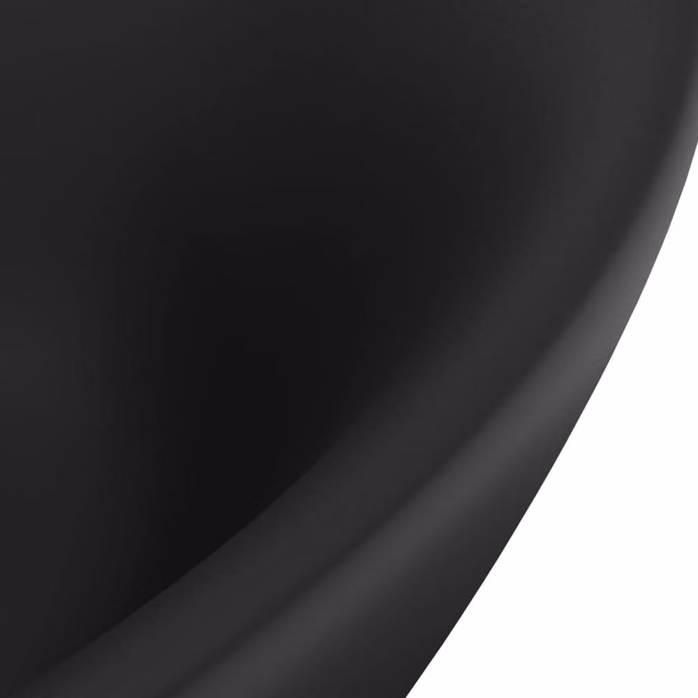 Berkfield Home Luxury Oval Ceramic Countertop Basin with Overflow in Matt Black, W: 58.5 cm, D: 39 cm – 5
