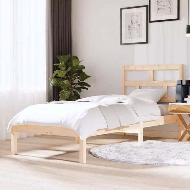 Berkfield Home Small Single Solid Pine Wood Bed Frame, Brown, W: 75 cm, L: 190 cm