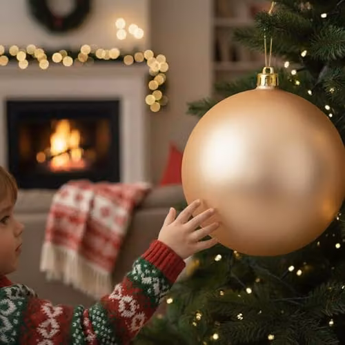 SHATCHI Gold Matt Finish Shatterproof Round Christmas Bauble, Diameter: 25 cm – 6