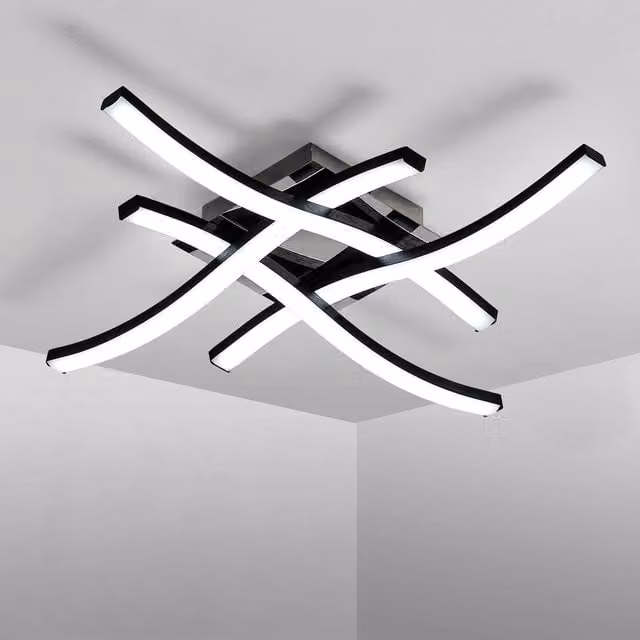 Goeco Modern Square LED Ceiling Light, 24 W, 6500 K Cool White, Black