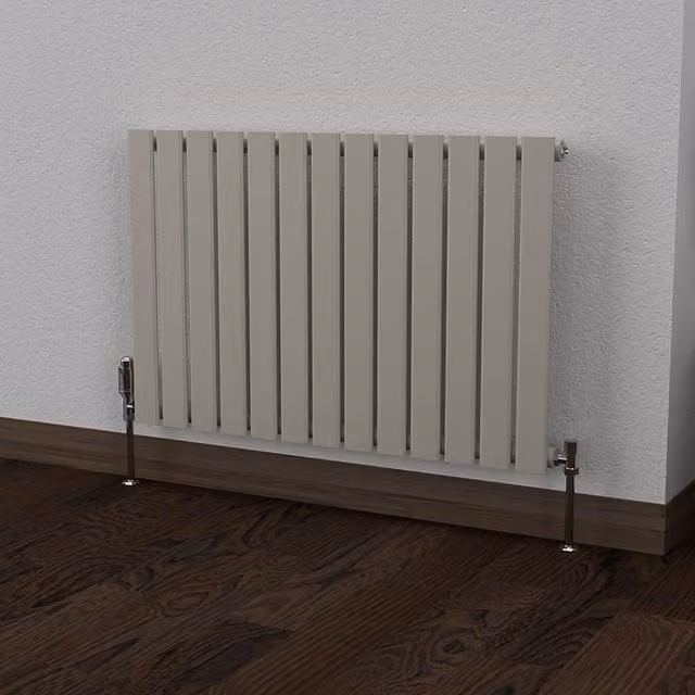 Lux Heat Flat Horizontal Coloured Single Radiator in Dune Grey, W: 91.0 cm, H: 60.0 cm