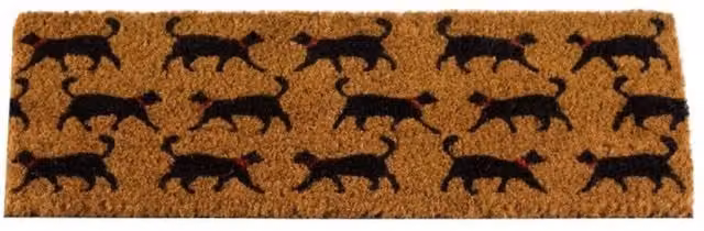 Garden Mile Cat Design Coir Outdoor Insert Mat in Brown, White and Black