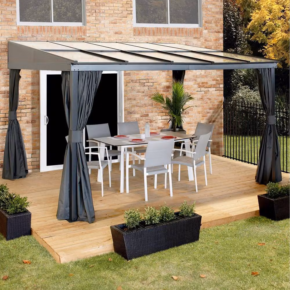Sojag Pompano Lean-to Patio Cover in Grey, W298 x D298 x H240 cm – 3