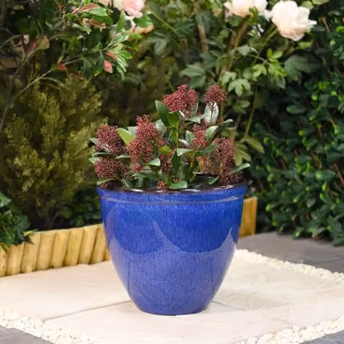 Garden Gear Elegant Bell Glazed Planters, Ocean Blue, x2, Diameter: 39.5 cm, Height: 34 cm – 3