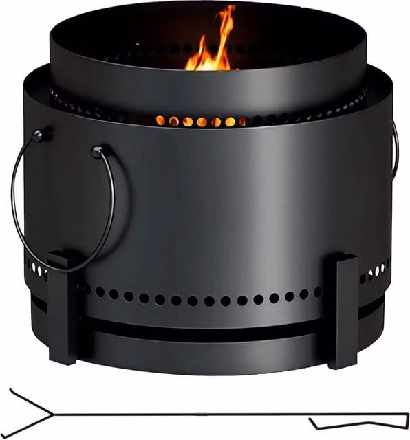 NESTLUNE Black Metal Smokeless Wood Burning Firepit Fire Bowl W/D/H: 100 x 15 x 37 cm