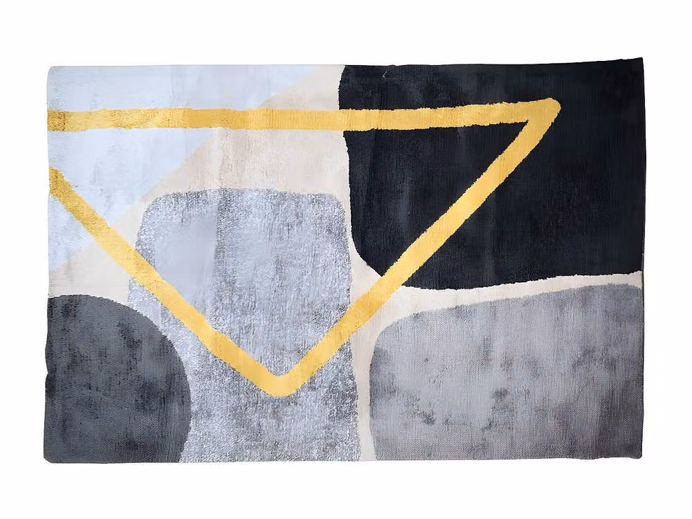 Vente-unique PICADILLY Contemporary Abstract Rug in Grey, Black, Gold and Anthracite, W: 160 cm, D: 230 cm – 2