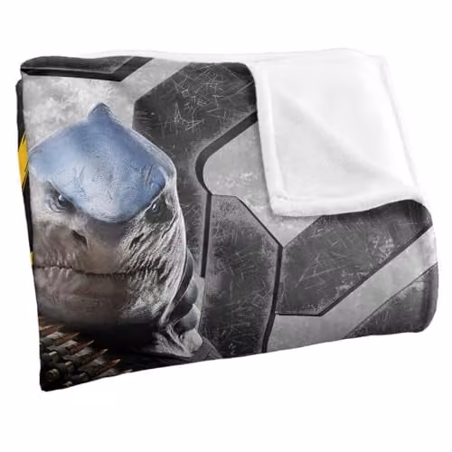 LOGOVISION Suicide Squad: Kill The Justice League King Shark Super Soft Fleece Throw Blanket, Multicolour, W: 91 cm, D: 147 cm – 1