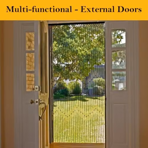 JVL Tuscany Hanging Waves Wooden Beaded Door Curtain Screen, Multicolour, W: 90 cm, H: 180 cm – 2