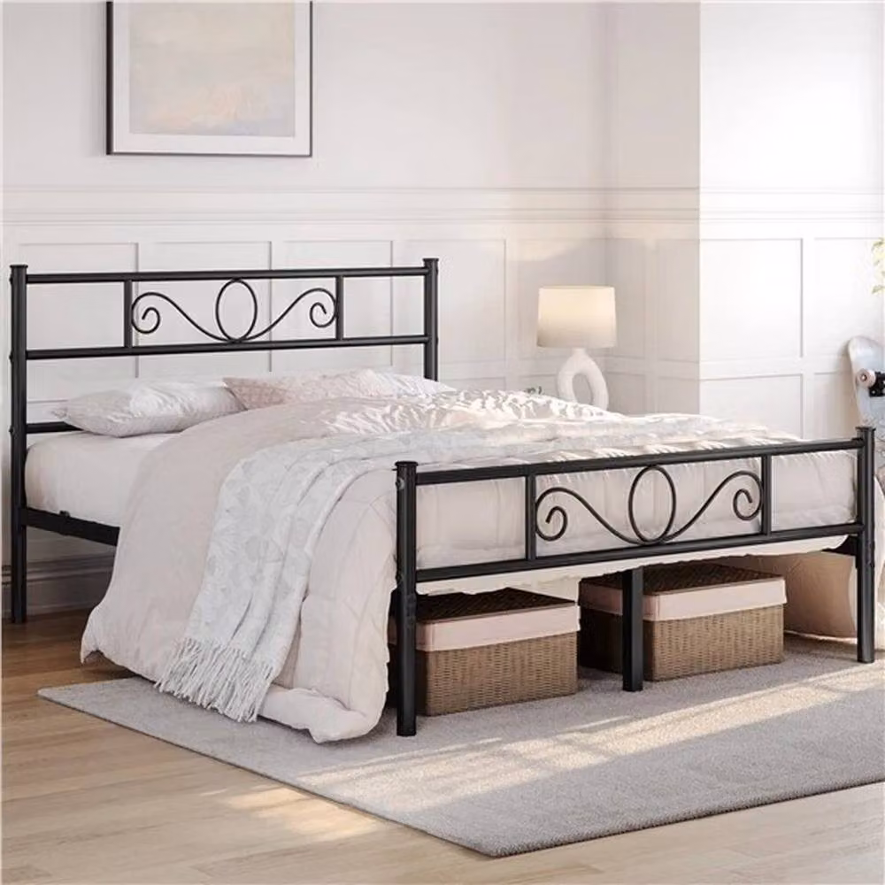 KORVIXA King Size Metal Iron Platform Bed in Black, W/D/H: 180 x 200 x 32 cm – 3