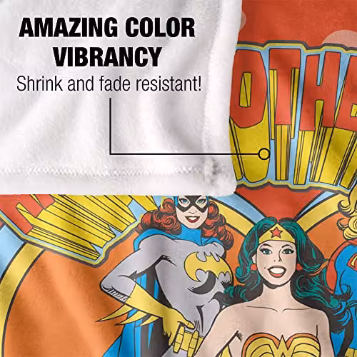 LOGOVISION Justice League Super Soft Fleece Throw Blanket, Multicolour and White, W/D/H: 152 x 127 cm – 3