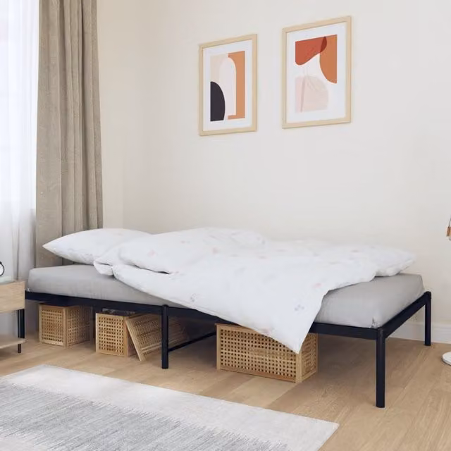 Berkfield Home Classic Metal Bed Frame in Black, W/D/H: 100 x 200 cm