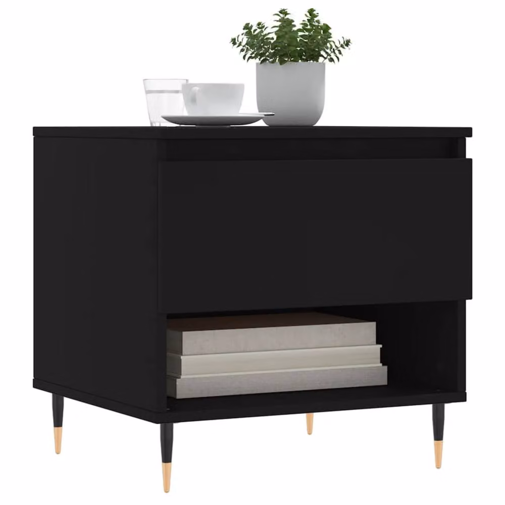 Berkfield Home Modern Black Square Coffee Table in Composite Wood W/D/H: 50 x 46 x 50 cm – 3