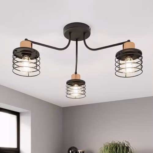 Netlighting Edison Multi Arm Semi Flush Ceiling Light in Black and Copper, Diameter: 65 cm – 2