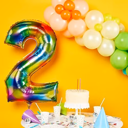Amscan Large Number 2 Hanging Rainbow Decoration in Multicolour for Birthdays and Anniversaries – 2
