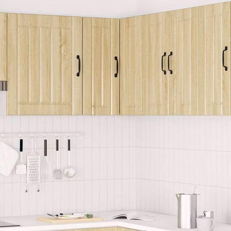 Berkfield Home Lucca Kitchen Wall Corner Cabinet in Sonoma Oak and Light Tan Beige