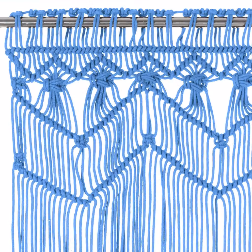 Berkfield Home Blue Macrame Cotton Curtain W/H: 140 x 240 cm – 2