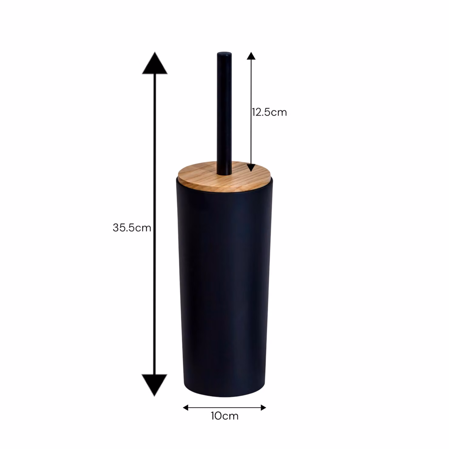 Showerdrape Sonata Black and Bamboo Freestanding Toilet Brush and Holder – 2