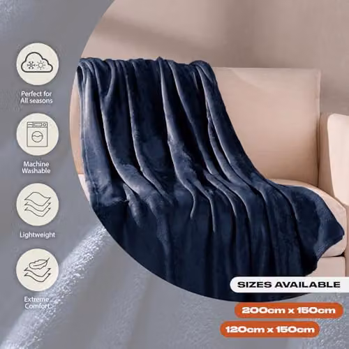 Brentfords Soft Fleece Throw Blanket, Blue, W/D/H: 120 x 150 cm – 5