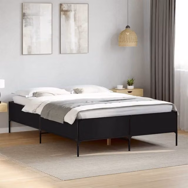 Berkfield Home Bed Frame in Black, W/D/H: 140 x 190 cm