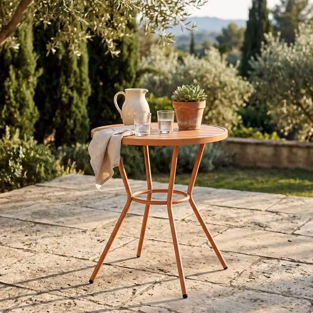 Core Products Round Garden Bistro Table in Plastic and Metal, Diameter: 70 cm, Height: 70 cm