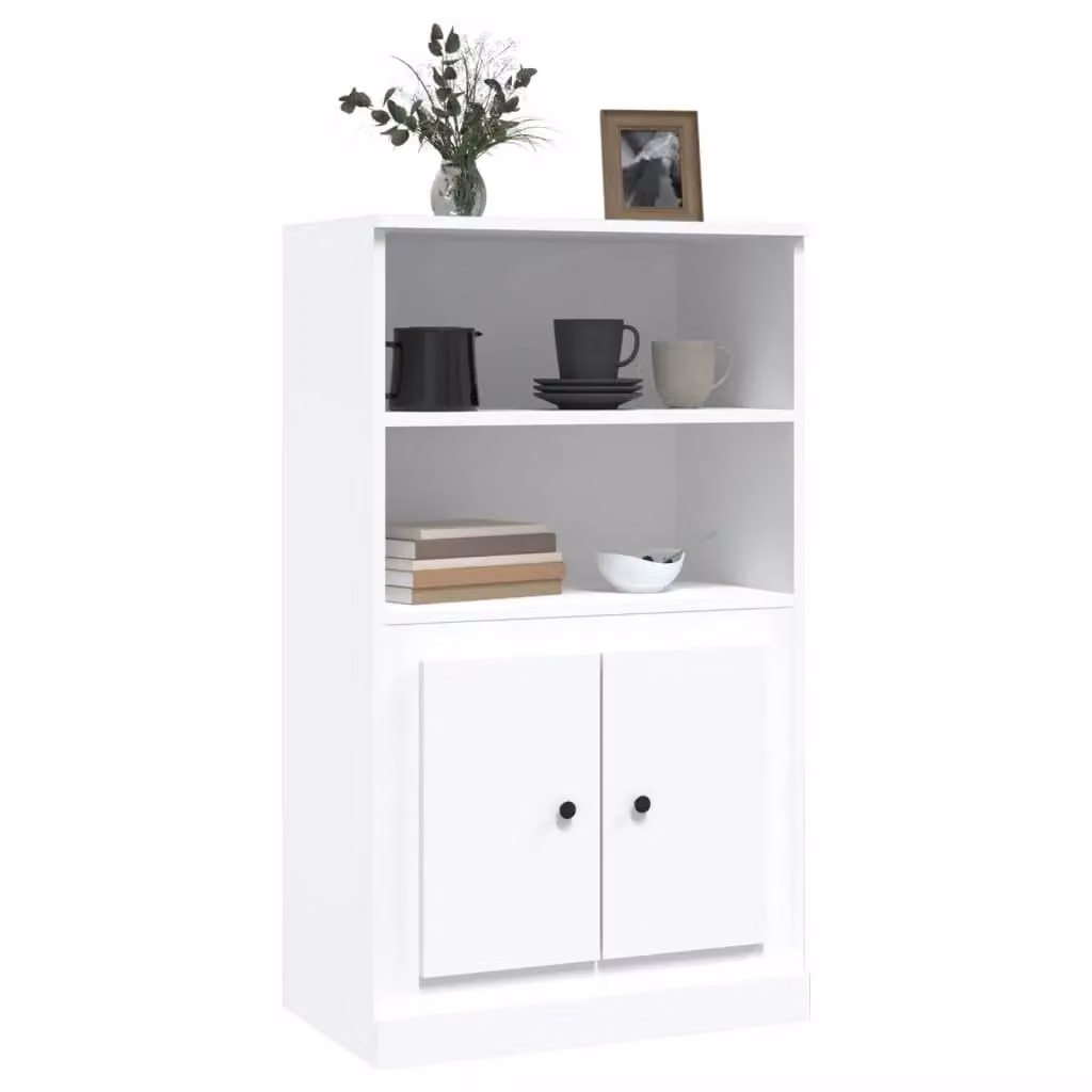 Berkfield Home Modern White Highboard in MDF with Hinged Doors and Internal Shelves, W/D/H: 60 x 35.5 x 103.5 cm – 2