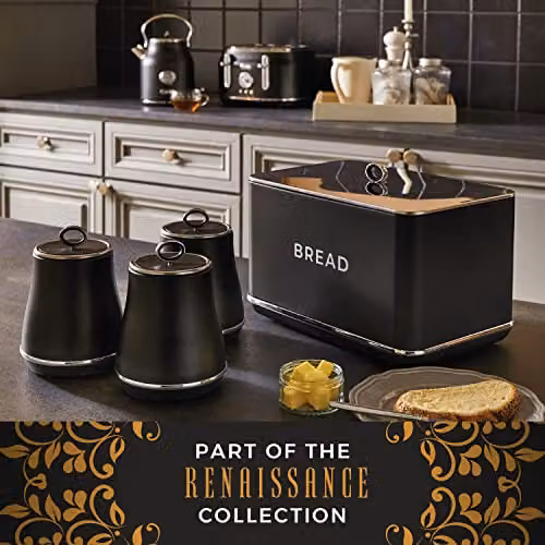 Tower Renaissance Bread Bin in Black, 16L Capacity, W/D/H: 35.5 x 25.0 x 23.5 cm – 5