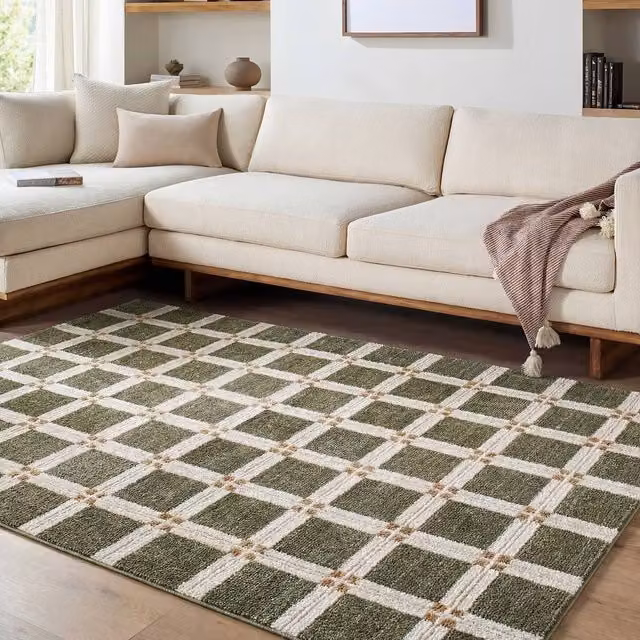 Livabliss La Luna Modern Geometric Living and Dining Rug in Brown, Grey and Green, W: 200 cm, D: 275 cm – 1