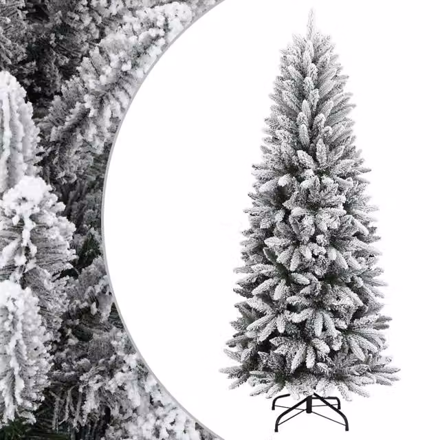 Berkfield Home Artificial Flocked Snow Christmas Tree in White, Height: 120 cm – 1