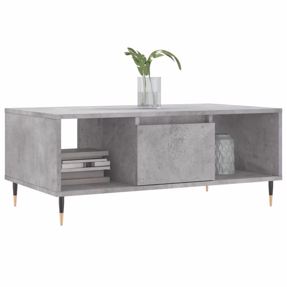 Berkfield Home Modern Rectangular Coffee Table in Concrete Grey, W/D/H: 90 x 50 x 36.5 cm – 3