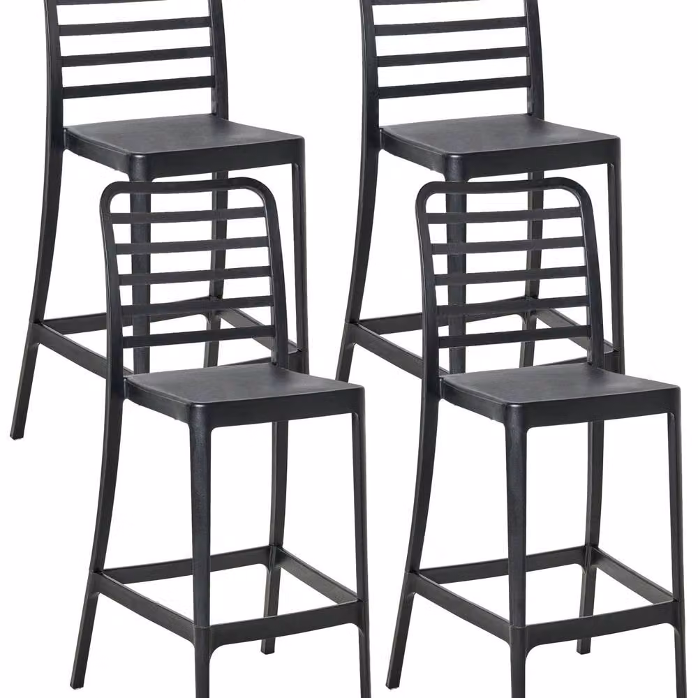 Wyld and Coco Set of 4 Black Stackable Armless Dining and Bar Chairs – 2