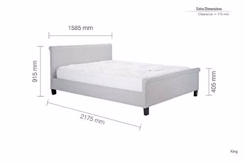 Birlea Stratus Upholstered Lift Up Base Bed Frame in Grey Fabric, W/D/H: 150 x 200 x 91.5 cm – 2