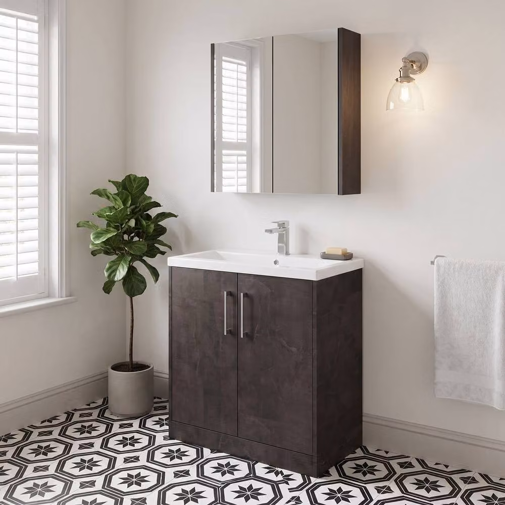 Balterley Winshill Contemporary 2 Door Floor Standing Bathroom Vanity Basin Unit, Grey, W: 80 cm – 3