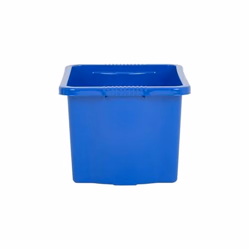 Wham Stack & Store 4 x 24L Plastic Storage Boxes in Blue, Stackable and Nestable with Integrated Handles – 4