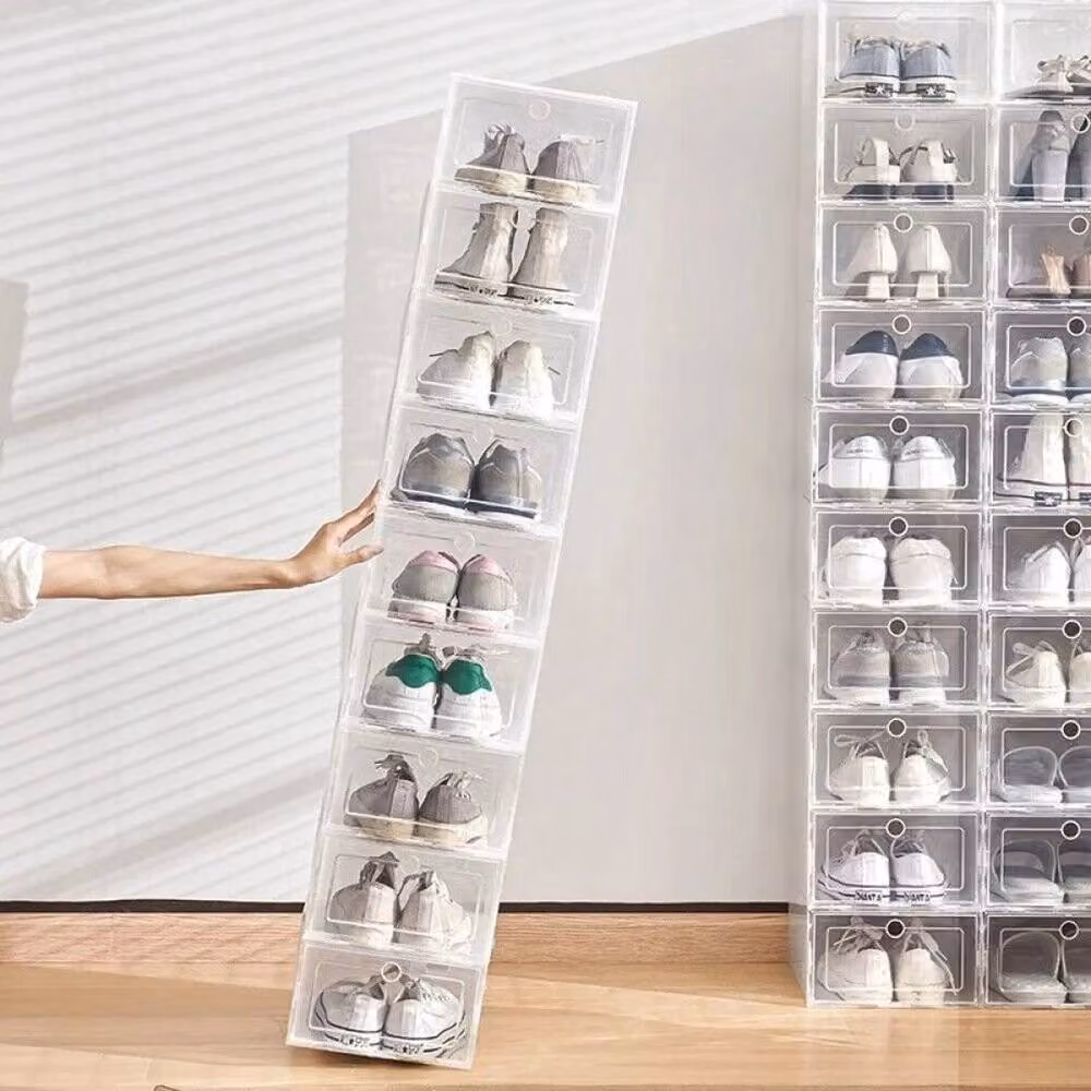SPETLEK 6-Piece Set of Stackable and Foldable Clear Acrylic Trainer Organiser Boxes, Large – 3
