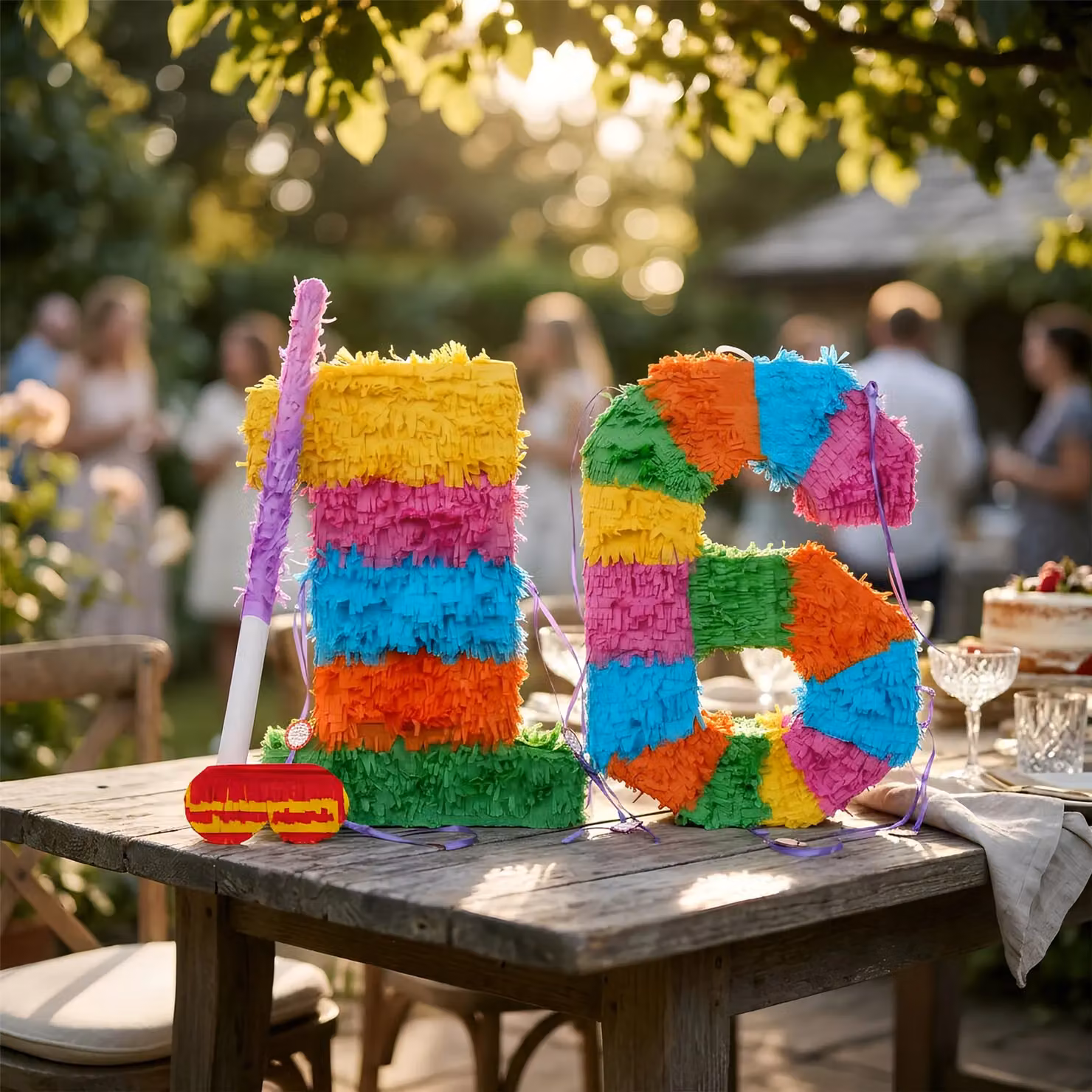 Fax Potato Multicolour Rainbow Pinata Set with Stick and Blindfold for Birthdays and Anniversaries – 3