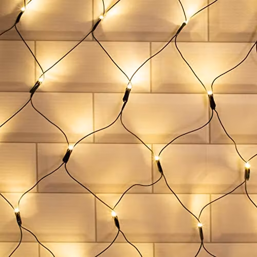 The Christmas Workshop 180 LED Warm White Christmas Net Curtain Style Window Lights, W 180 cm x H 120 cm