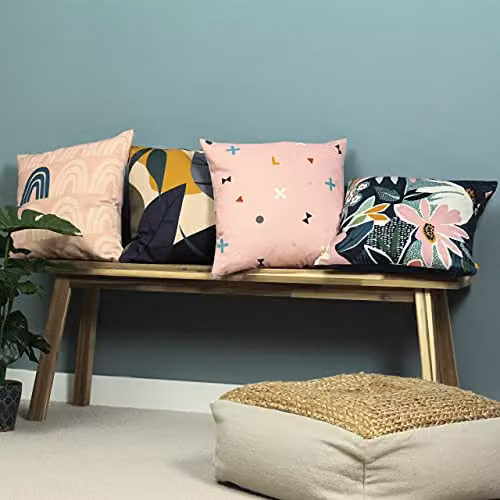 Bitsa Symbol Abstract Graphic Cushion in Pink and Grey, W/D/H: 43 x 43 x 43 cm – 3