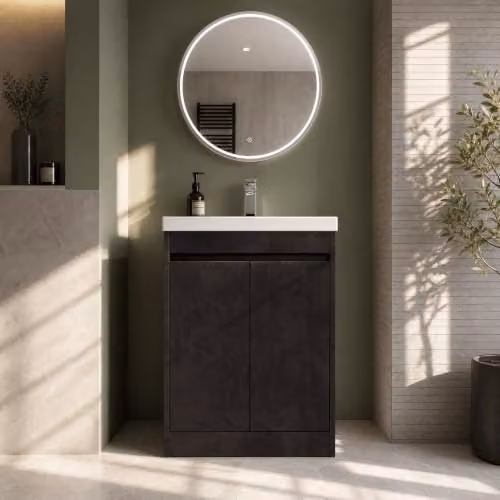 Balterley Chartley 2 Door Floor Standing Bathroom Vanity Unit with Thin Edge Basin, Metallic Slate Grey, W/D/H: 62 x 39.5 x 83.5 cm – 5