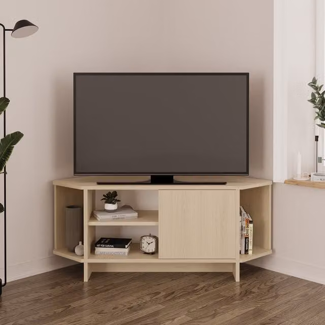 Bimossa Teo Corner TV Stand in Light Oak