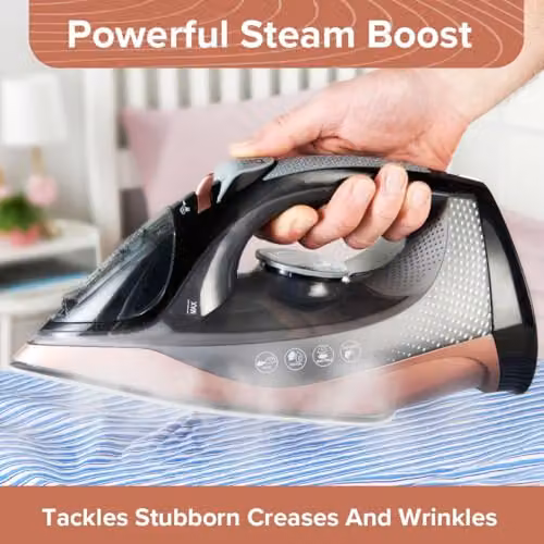 Quest Cordless Steam Iron with Ceramic Non-Stick Plate, 2400W, Rose Gold – 4