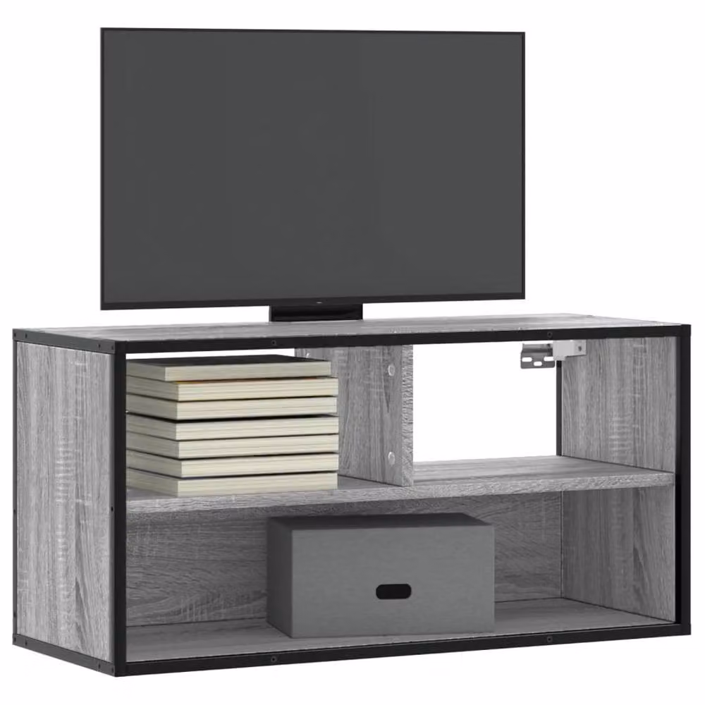 Berkfield Home Grey Sonoma TV Cabinet in Engineered Wood and Metal, W/D/H: 80 x 31 x 39.5 cm – 2