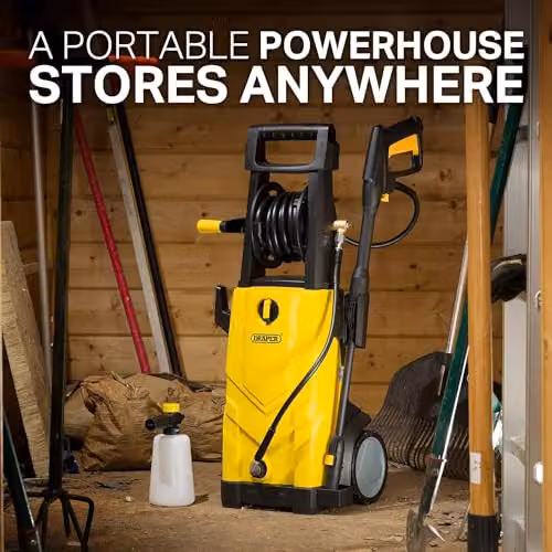Draper PW2200 Electric Pressure Washer in Yellow, 165 Bar High Power Jet Washer with Snow Foam Attachment – 4