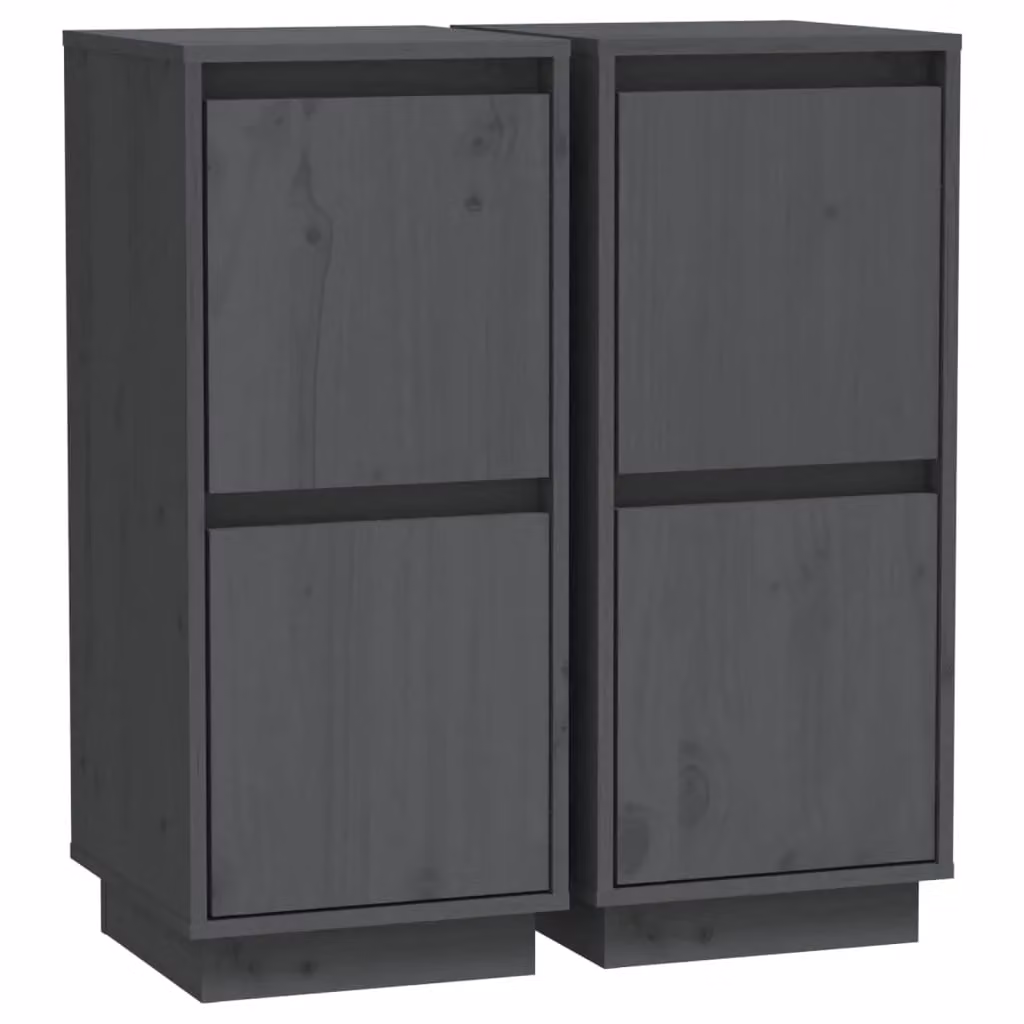 Berkfield Home Set of 2 Grey Solid Wood Pine Sideboards, W/D/H: 31.5 x 34 x 75 cm – 2