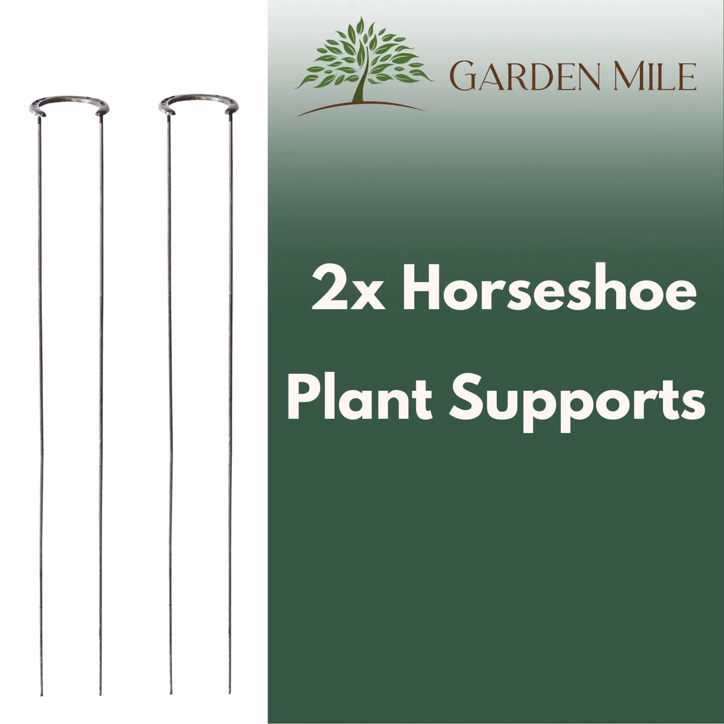 Marco Paul 2-Piece Black Metal Lucky Horseshoe Plant Support Stakes – 3