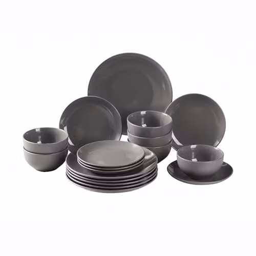 Simpa 18-Piece Grey Glazed Ceramic Stoneware Dinner Set – 3