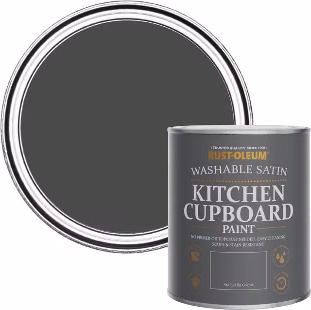 Rust-Oleum Water-Based Kitchen Cupboard Paint in Satin Finish, Green and Black, 0.75 l – 1