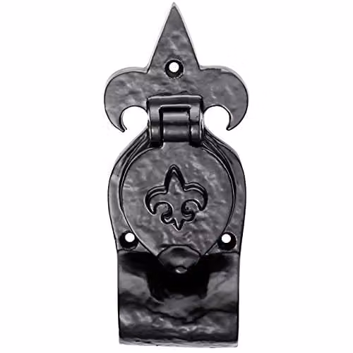 Loops Fleur-De-Lys Rim Cylinder Latch Pull for Nightlatches in Matt Black Antique – 1