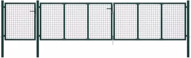 Berkfield Home Green Steel Wire Mesh Garden Gate W: 500 cm, H: 75 cm